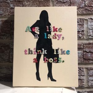 Wall Art “Boss Babe” Canvas Original Hand Made 8” x 10” Collage Like New